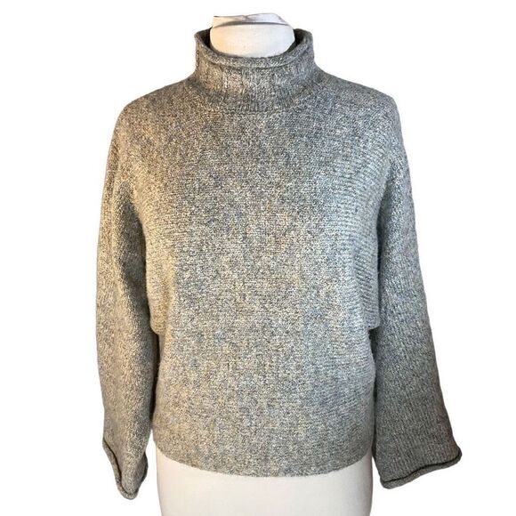 William Rast y2k Cotton and Wool Blend Mock Neck Oversize Sweater, Grey, XS. Jus - Picture 3 of 11
